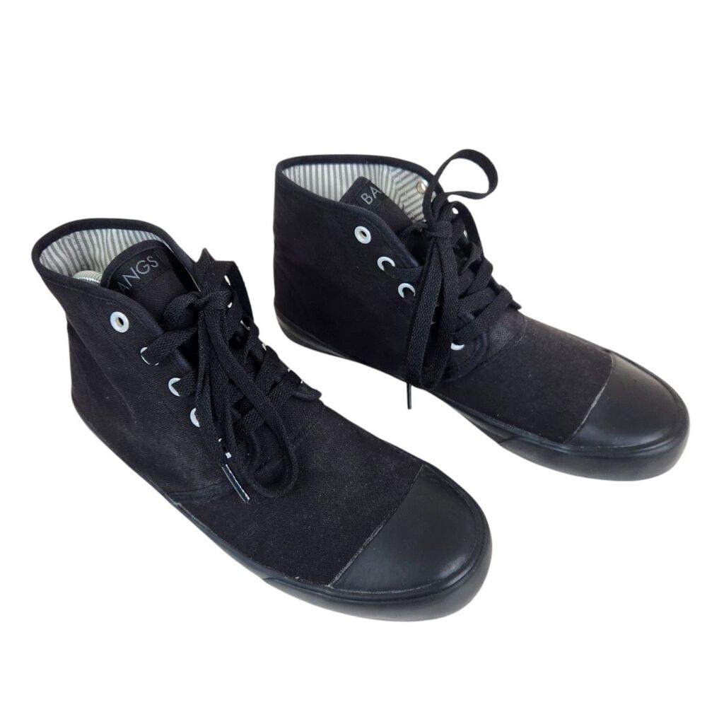 Bangs All Black Canvas Lace Up High Top Sneakers Womens 9